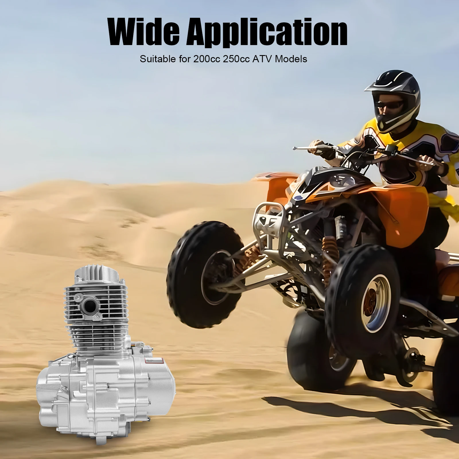 4 Stroke 250cc Engine Motor, Single Cylinder Engine 14KW 8500RPM with Electric/Foot Start & CDI Ignition for 200cc 250cc ATV