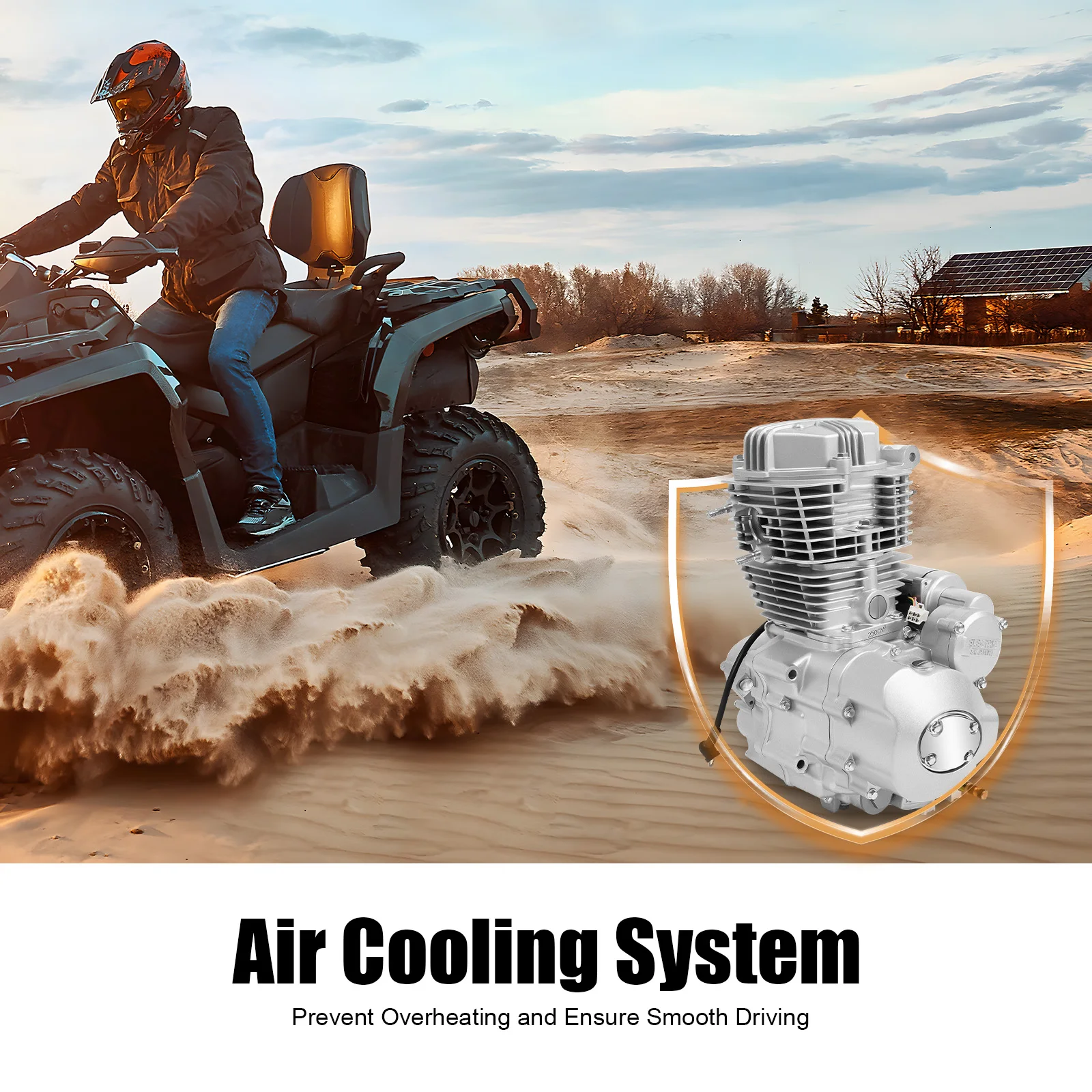4 Stroke 250cc Engine Motor, Single Cylinder Engine 14KW 8500RPM with Electric/Foot Start & CDI Ignition for 200cc 250cc ATV
