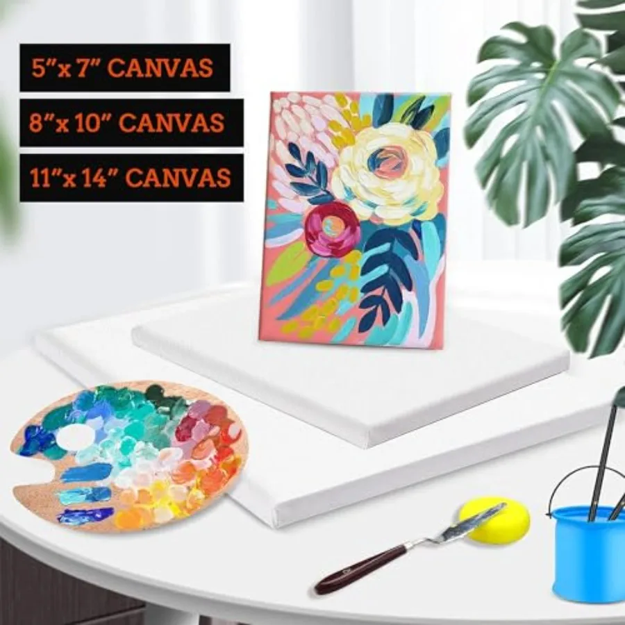 Canvases for Painting with Multi Pack 11x14, 5x7, 8x10, Painting Canvas for Oil and Acrylic Paint