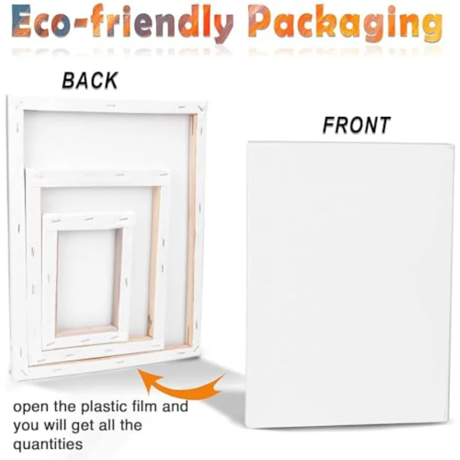 Canvases for Painting with Multi Pack 11x14, 5x7, 8x10, Painting Canvas for Oil and Acrylic Paint