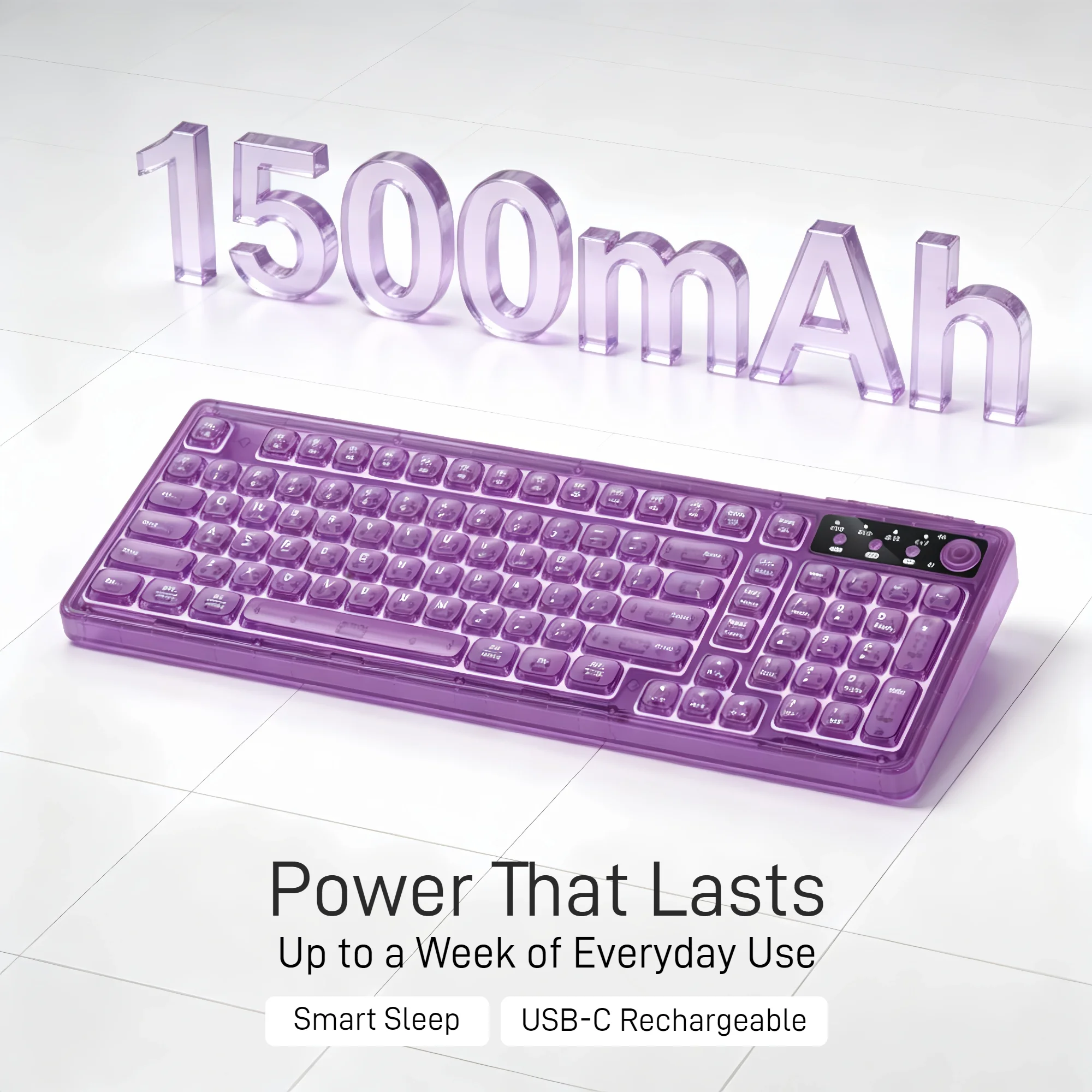 F99 Gasket Transparent Wireless Gaming Keyboard, Tri‑Mode 2.4G/BT/USB‑C, 99‑Key 1800 Compact Layout, RGB Clear PC Keycaps, Mechanical‑Like Typing Feel for Office & Desk Setup
