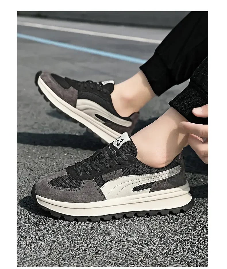New Casual Sneakers Men Sports Shoes Autumn Fashionable British Style Soft Sneakers Trendy Running Shoes Vintage Versatile Casual Thick