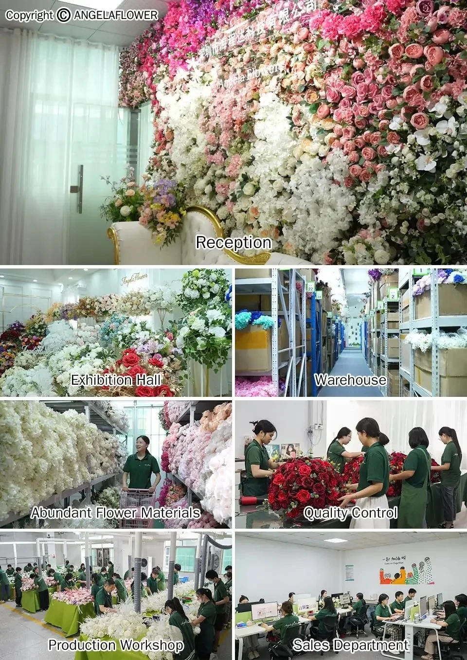 Angela A7672 Artificial White Rose Baby's Breath Flower Row Wedding Backdrop Floral Arrangement Decor Event Banquet Accessories