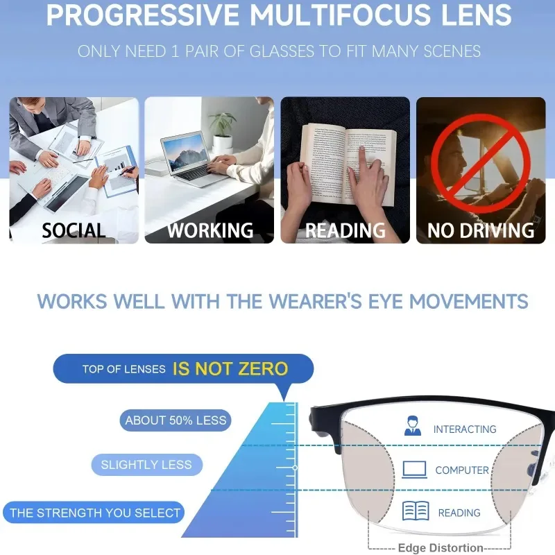 VUB Music Reading Glasses are Bluetooth audio smart reading glasses equipped with blue light blocking lenses and a metal frame.