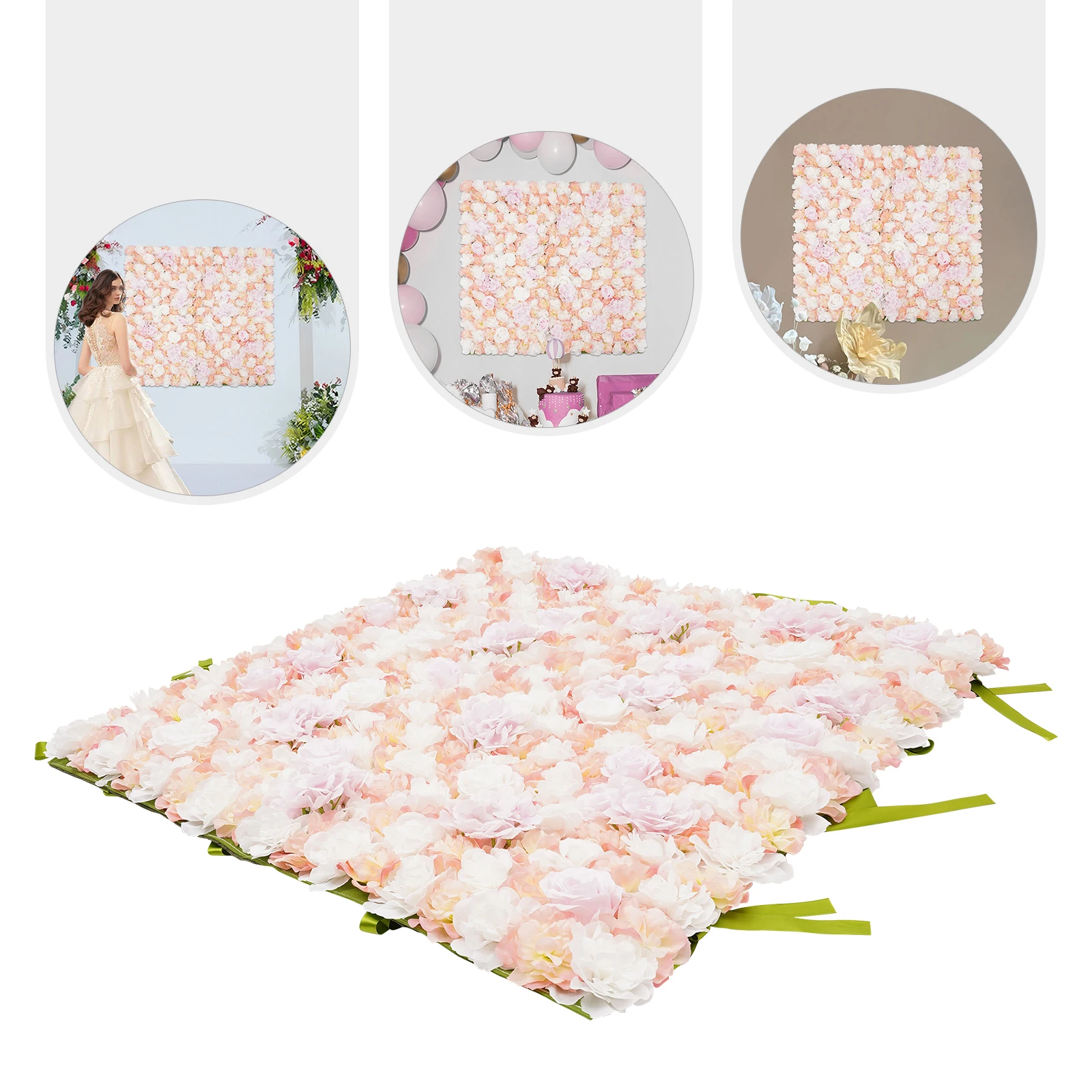 Artificial Flower Wall Panels 1*1m Flowers Wall Backdrop Silk Rose Flower Panels W/Straps for Wedding Photography Event Party Wall Decorations,Pink