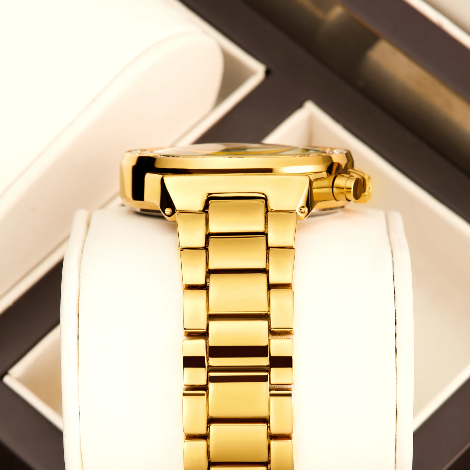 YaLaLuSi Men Women Fashion Watch, Waterproof Sports Bling Diamond Chronograph Wristwatch, Gold Band, Free Shipping
