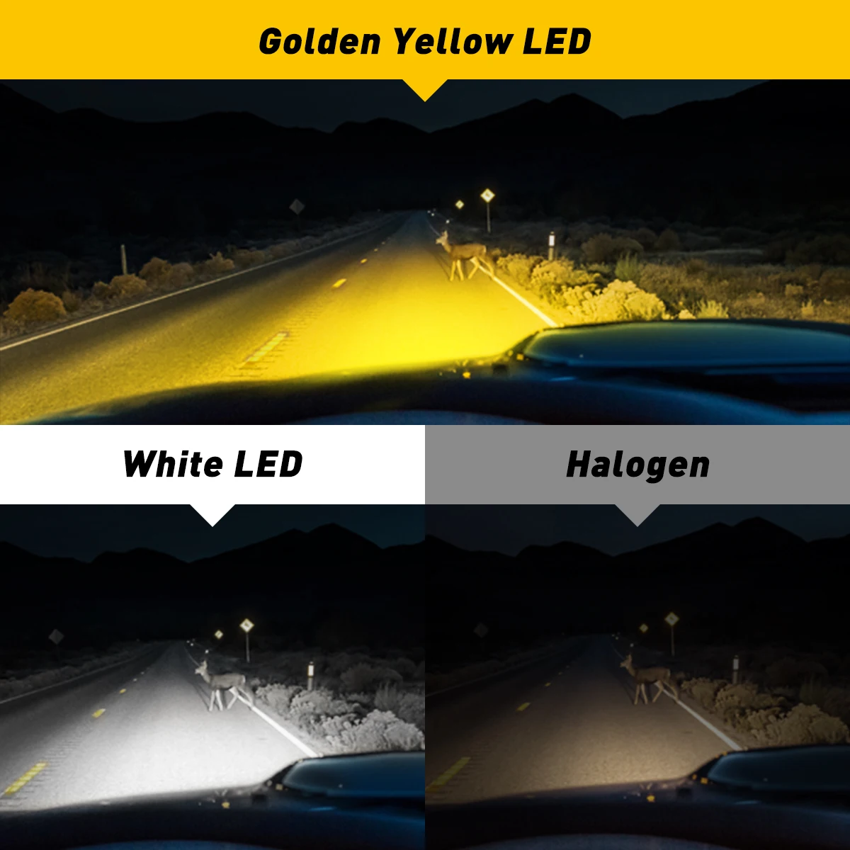 AUXITO 2Pcs 3000K Yellow H8 H11 H16(JP) H9 LED Fog Lights Fanless H10 5202 H16(EU) H27 880 9006 HB4 LED Fog Lamp DRL Car Driving Lamp 12V