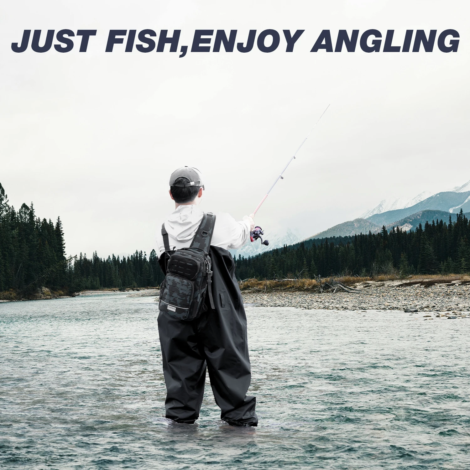 Fishing Backpack Tackle Sling Bag -Lightweight Sling Tackle Storage Bag- Fishing Backpack with Rod Holder gifts