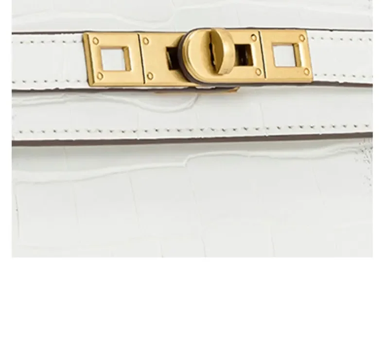 JW PEI Noor Mini Leather Top Handle Handbag Women's Crocodile Embossed Crossbody Purse Elegant Luxury Style Satchel Shoulder Bag