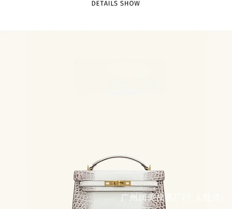 JW PEI Noor Mini Leather Top Handle Handbag Women's Crocodile Embossed Crossbody Purse Elegant Luxury Style Satchel Shoulder Bag