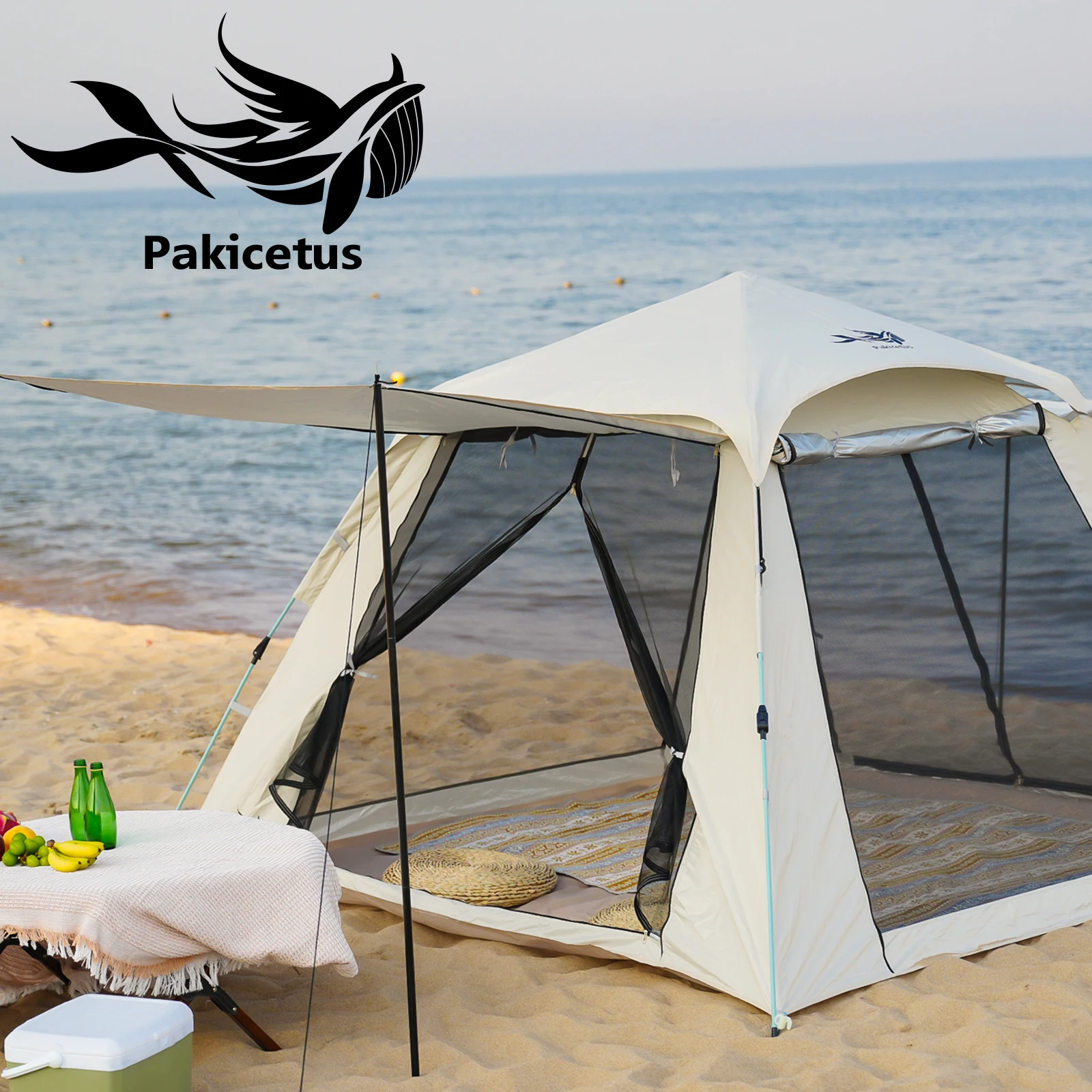 PAKICETUS 1-3 Person Pop Up Camping Tent, 60s Quick Setup, Double Doors, Spacious Interior, Upgraded Ventilation, Portable Carry Bag for Outdoor Backpacking Car Camping