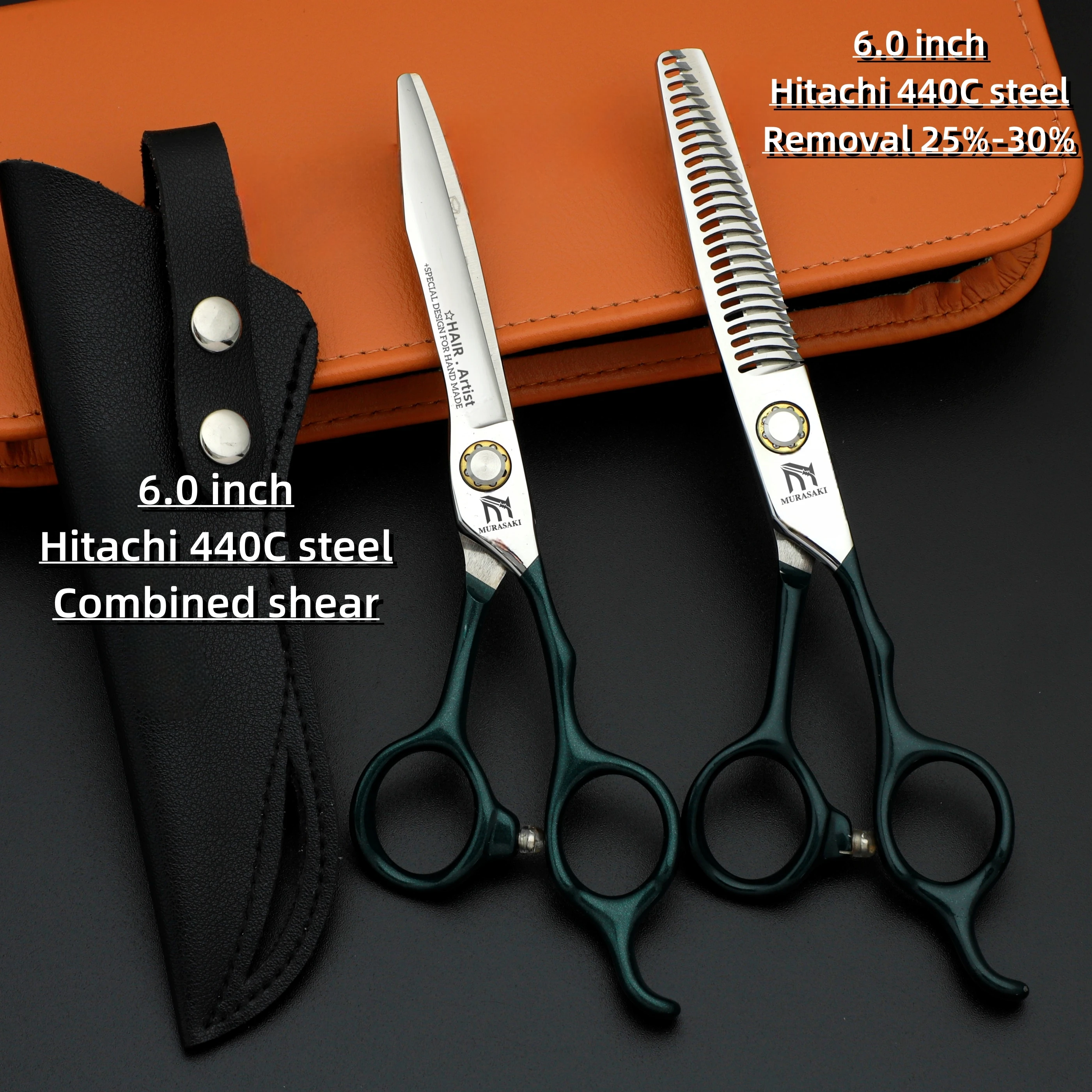 Professional Hairdressing Scissors,Hitahi 440C Steel Thinning Shears,Set of 6.0-6.5 Inches Hair Cutting Tools,Sharp and Durable