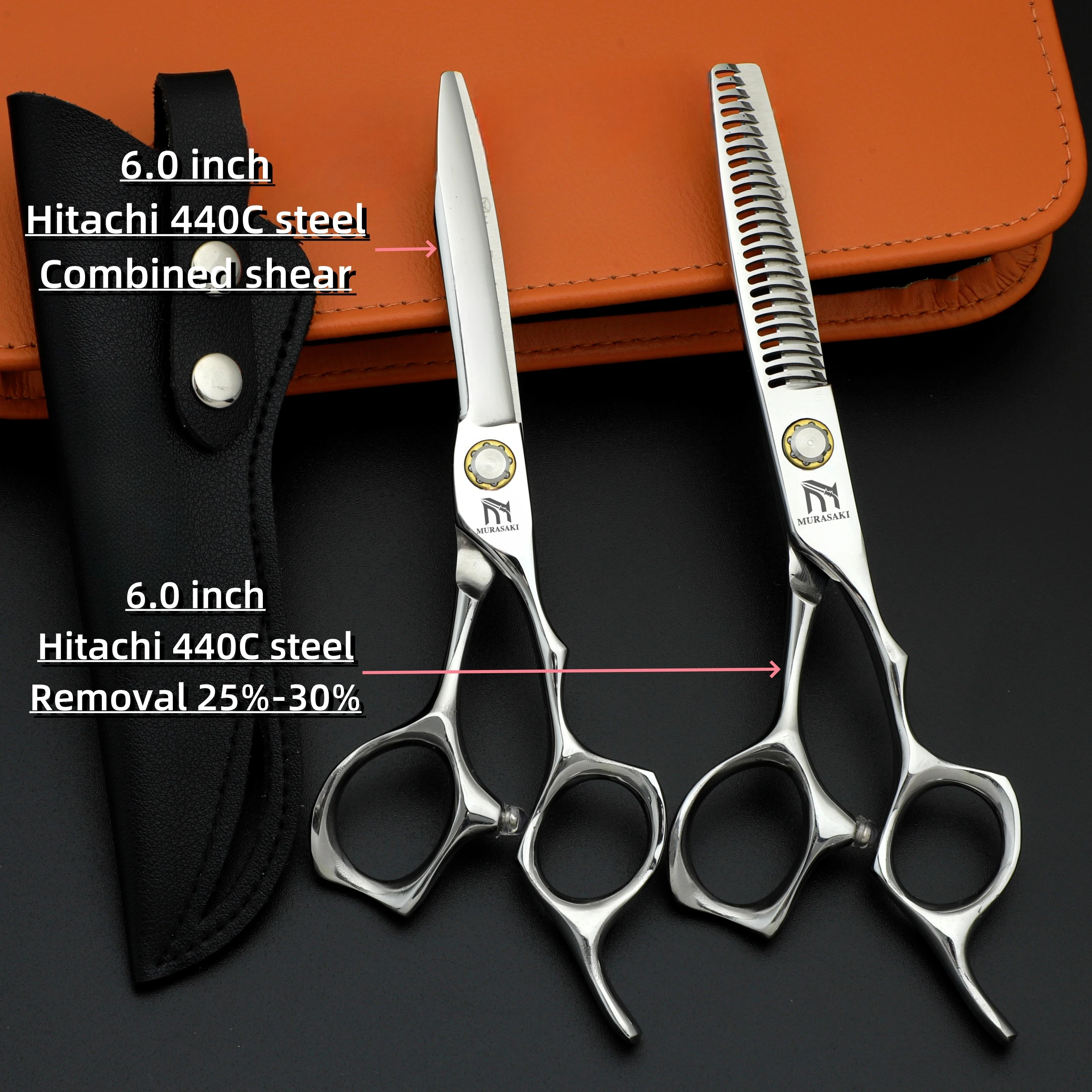 Professional Hairdressing Scissors,Hitahi 440C Steel Thinning Shears,Set of 6.0-6.5 Inches Hair Cutting Tools,Sharp and Durable