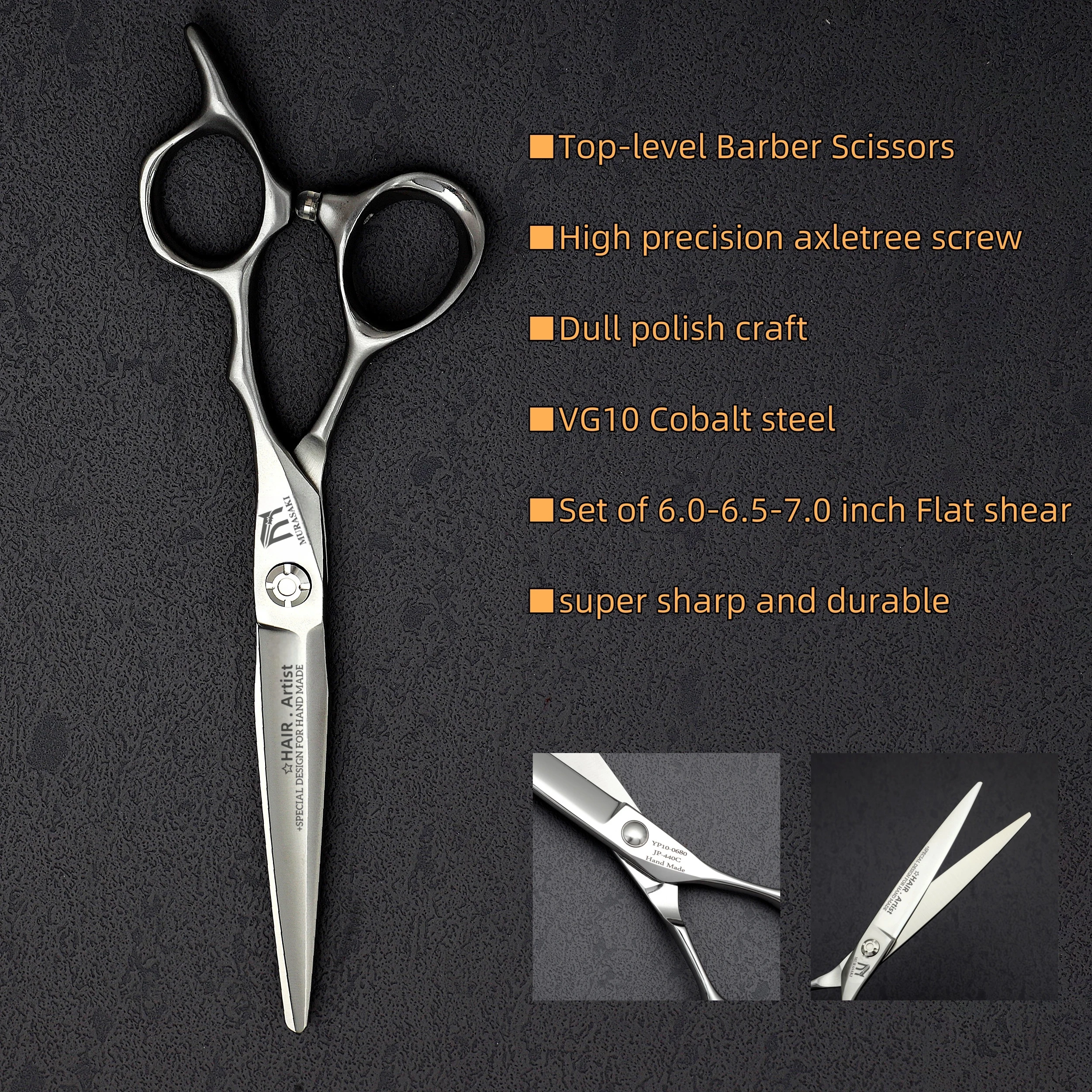 Professional Hairdressing Scissors,Hitahi 440C Steel Thinning Shears,Set of 6.0-6.5 Inches Hair Cutting Tools,Sharp and Durable