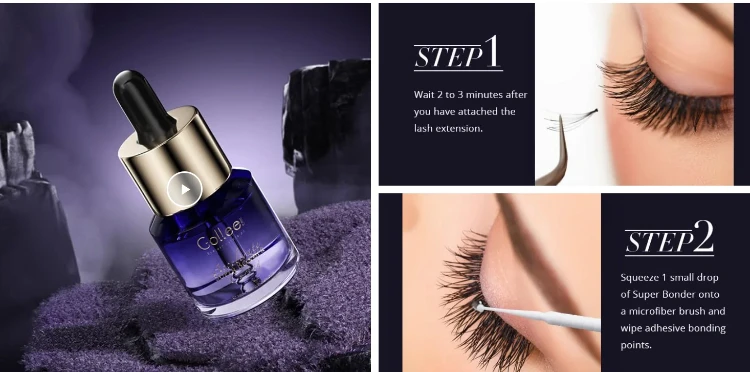 Gollee Banana Scent Eyelash Glue 1-2s Fast Drying Waterproof Glue Premade Fans Glue 5 Weeks Lasting Eyelash Extension Glue Salon