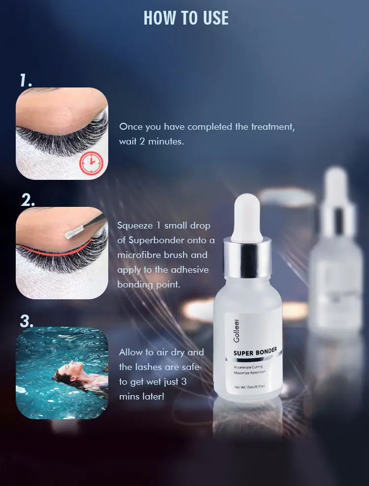 Gollee Banana Scent Eyelash Glue 1-2s Fast Drying Waterproof Glue Premade Fans Glue 5 Weeks Lasting Eyelash Extension Glue Salon