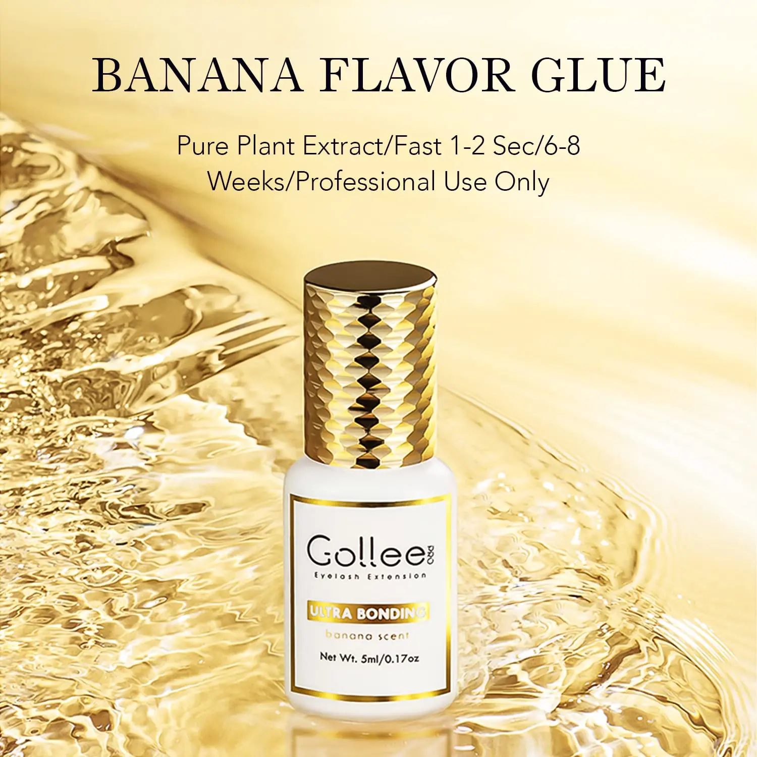 Gollee Banana Scent Eyelash Glue 1-2s Fast Drying Waterproof Glue Premade Fans Glue 5 Weeks Lasting Eyelash Extension Glue Salon