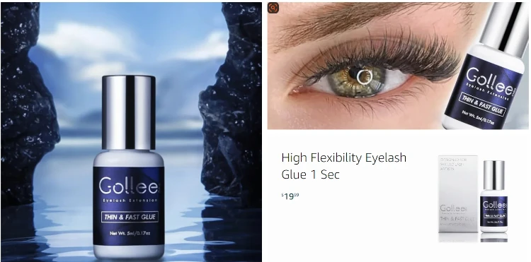 Gollee Banana Scent Eyelash Glue 1-2s Fast Drying Waterproof Glue Premade Fans Glue 5 Weeks Lasting Eyelash Extension Glue Salon