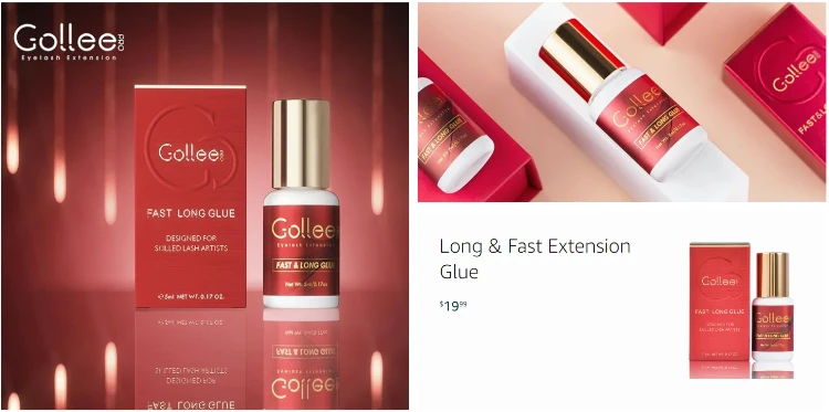 Gollee Banana Scent Eyelash Glue 1-2s Fast Drying Waterproof Glue Premade Fans Glue 5 Weeks Lasting Eyelash Extension Glue Salon