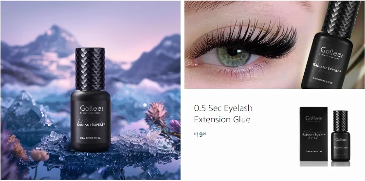 Gollee Banana Scent Eyelash Glue 1-2s Fast Drying Waterproof Glue Premade Fans Glue 5 Weeks Lasting Eyelash Extension Glue Salon