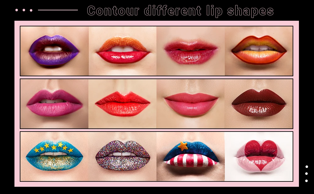 Jessup Lip Brushes Set, Pro Contour Different Lip Shapes, Synthetic, Small / Cat-Tongue / Flat / Round / Tapered-Tip Lip Liner B