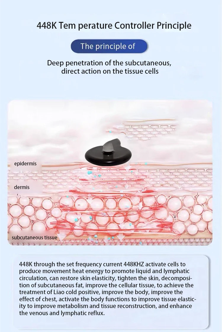 448kHz Multipolar RF Skin Tightening Body Slimming Machine Physio Therapy Machine Body Massager Rehabilitation Equipment