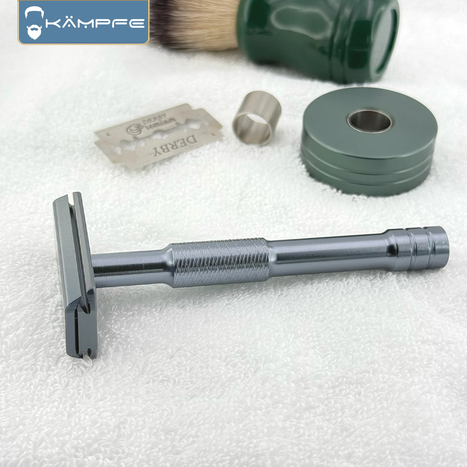 Kampfe CNC machining manual safety shaver with 5 spare razor blades, hair salon tools, men's gifts, women's shaving knives