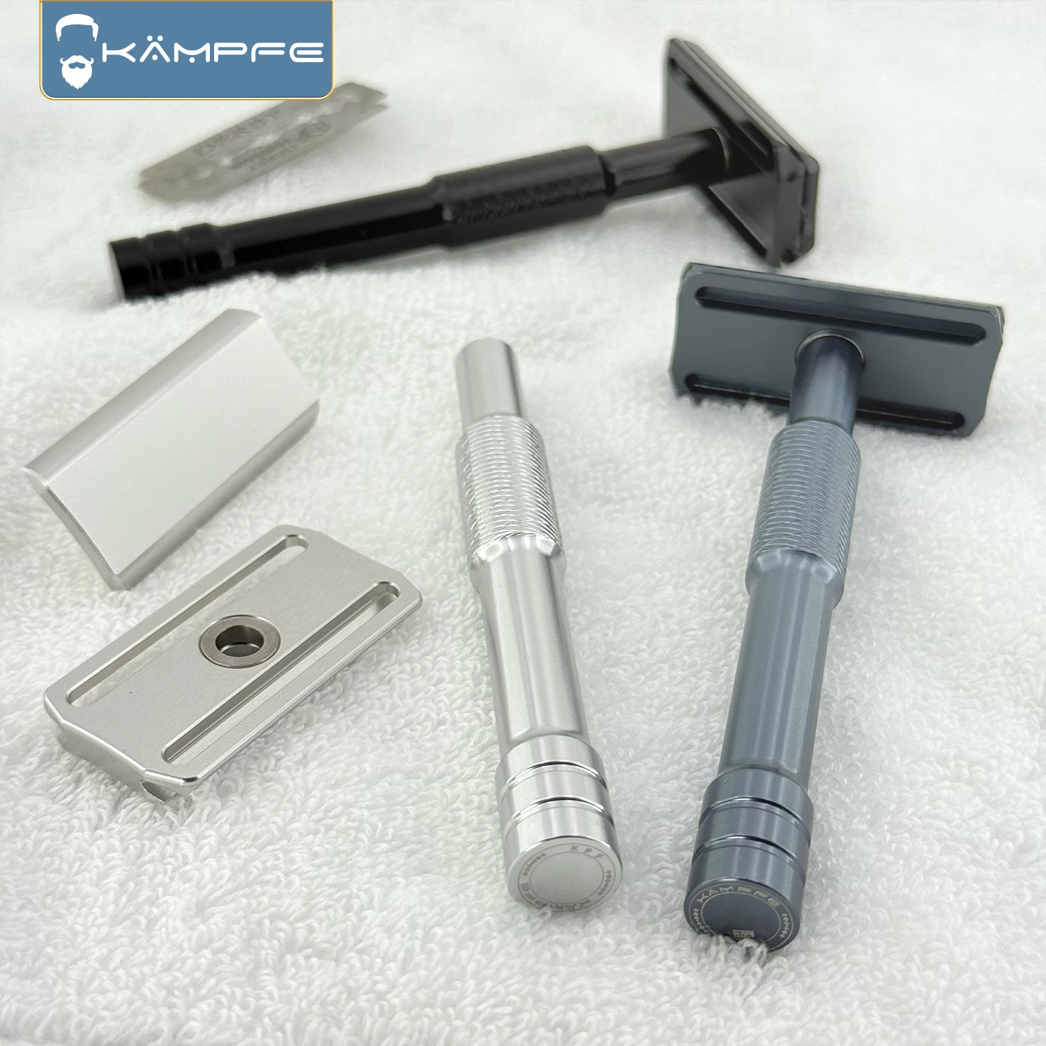 Kampfe CNC machining manual safety shaver with 5 spare razor blades, hair salon tools, men's gifts, women's shaving knives