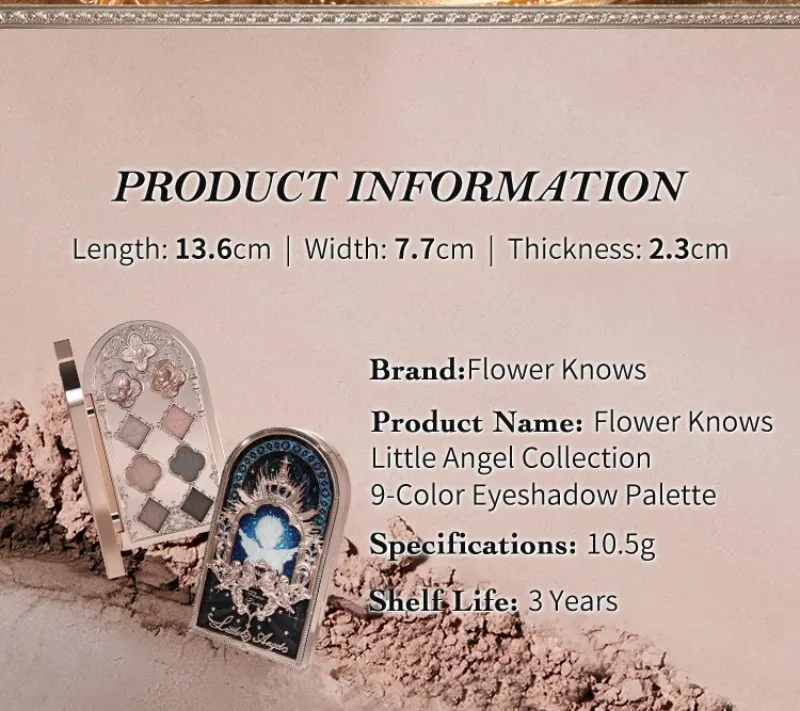 Flower Knows Makeup Little Angel Collection Nine-Color Eyeshadow Palette Delicate Matte Glow Shimmer Shadow Palette Warm Neutral