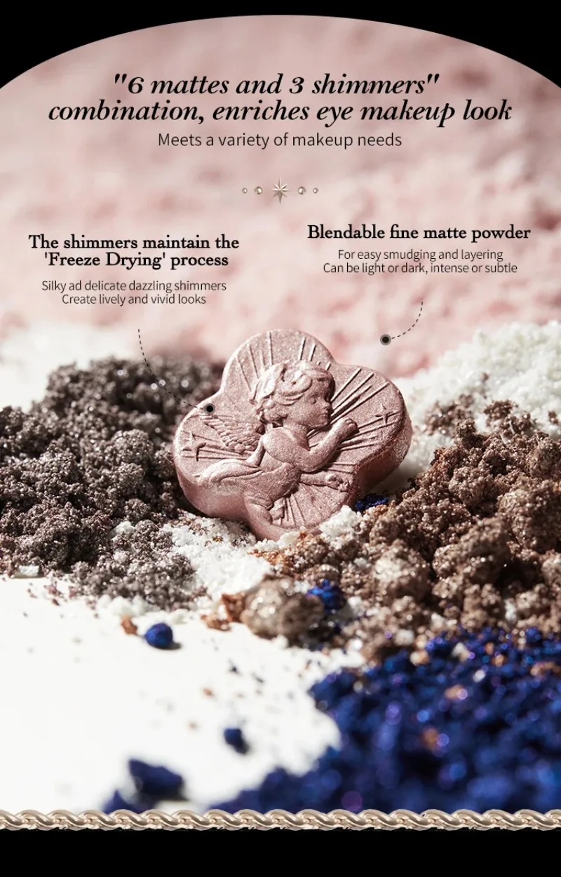 Flower Knows Makeup Little Angel Collection Nine-Color Eyeshadow Palette Delicate Matte Glow Shimmer Shadow Palette Warm Neutral
