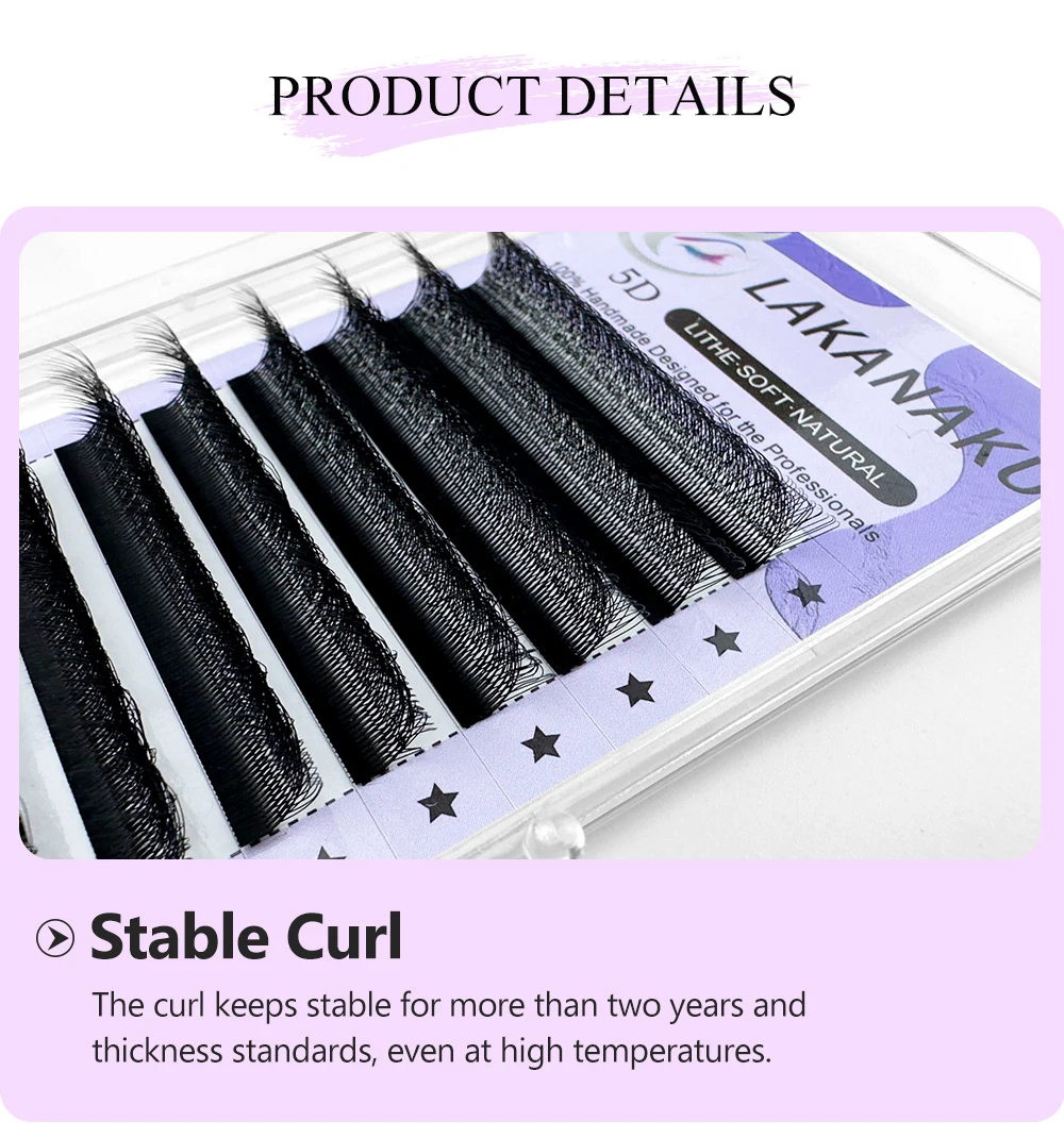 LAKANAKU 5D W Shaped Eyelashes Extension Volume Fans 6 Trays Cilios W Shape Lash Natural Soft Make-up Fans