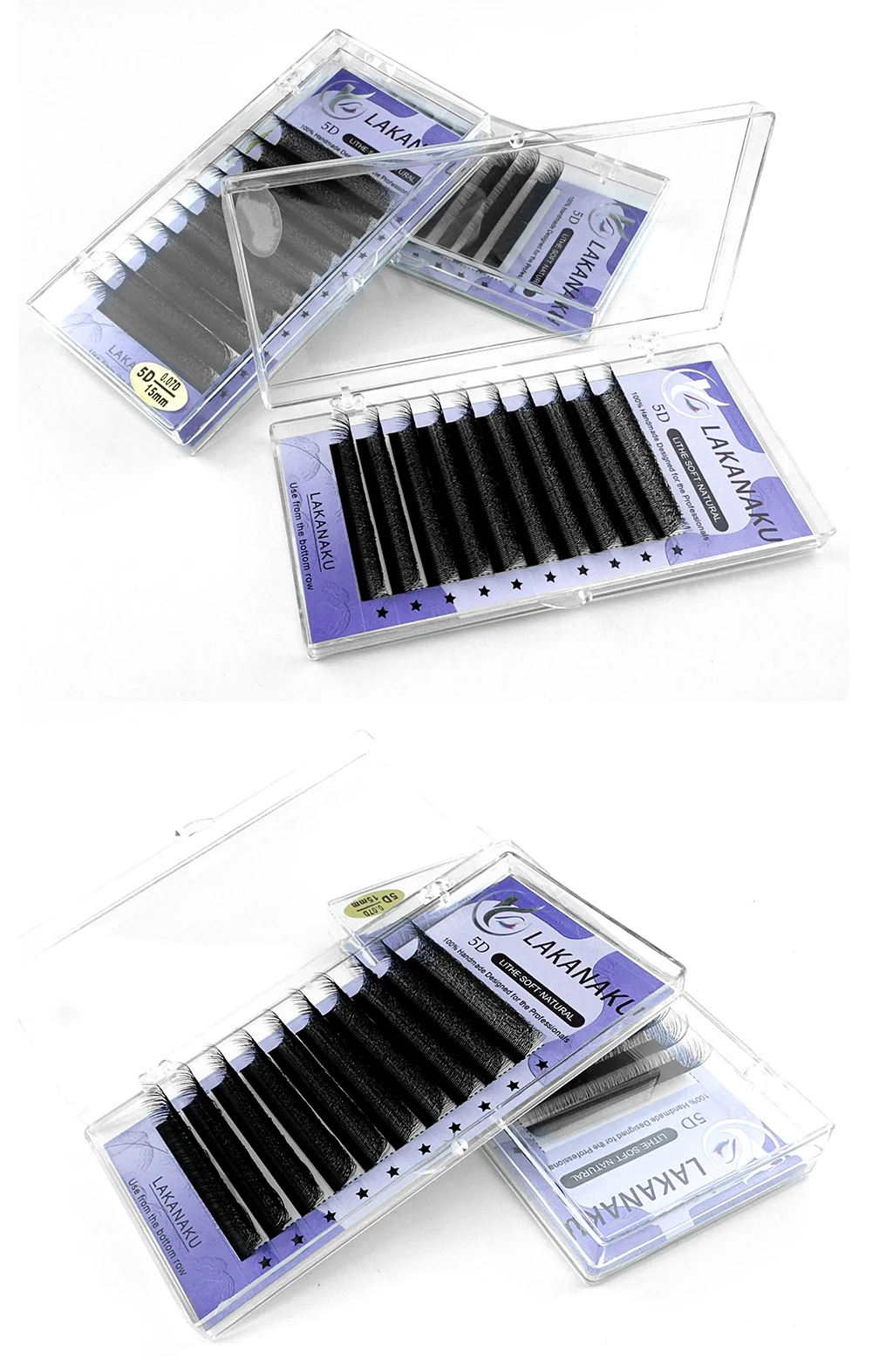 LAKANAKU 5D W Shaped Eyelashes Extension Volume Fans 6 Trays Cilios W Shape Lash Natural Soft Make-up Fans