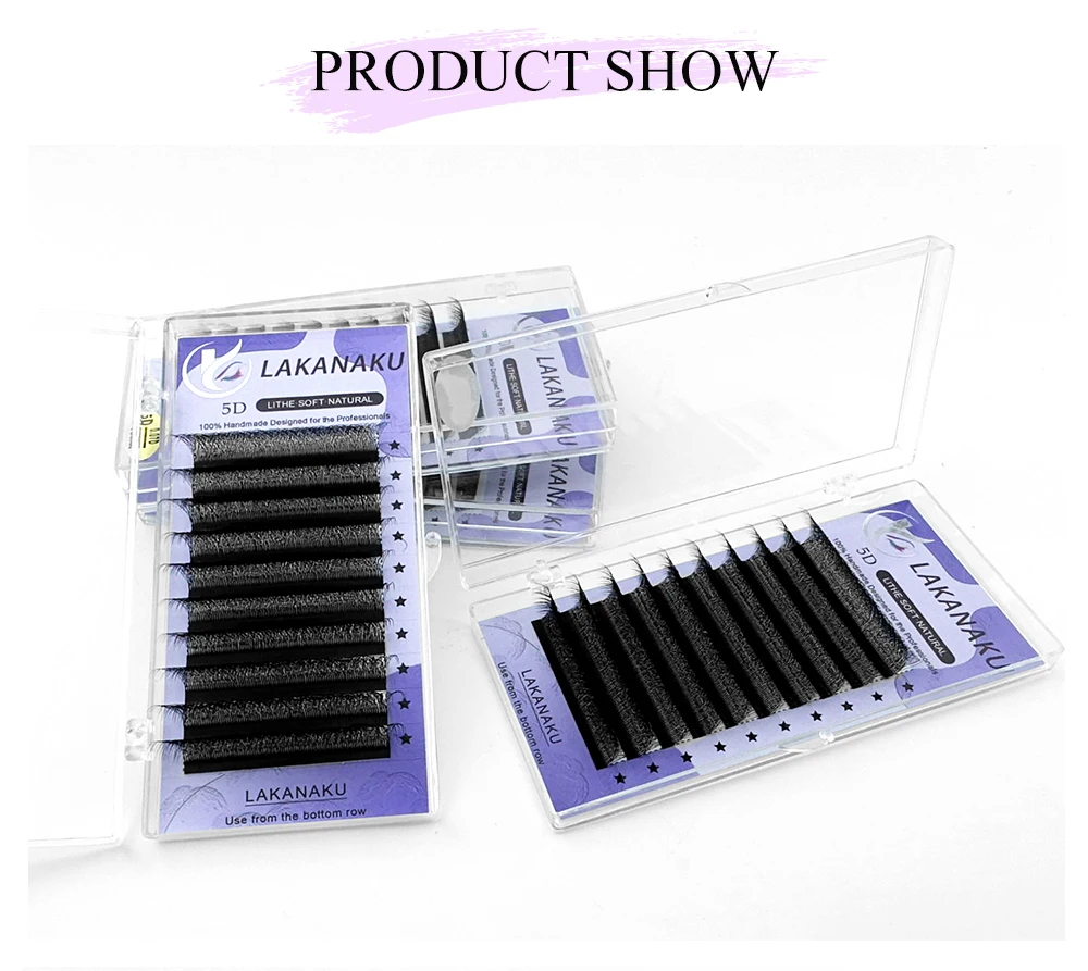 LAKANAKU 5D W Shaped Eyelashes Extension Volume Fans 6 Trays Cilios W Shape Lash Natural Soft Make-up Fans