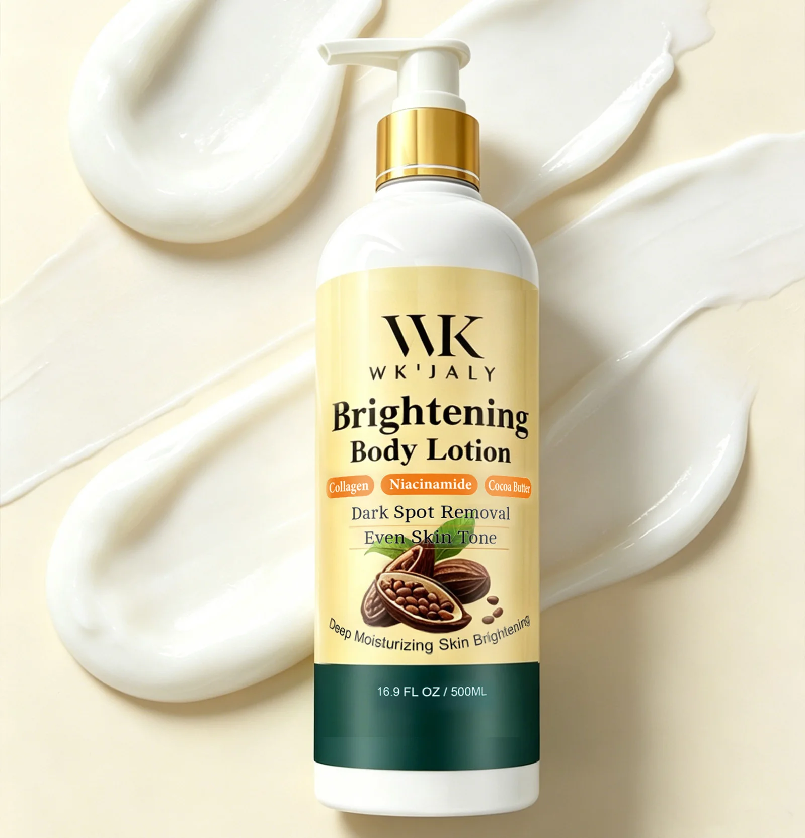WK JALY Collagen Whitening Body Lotion, Remove Dark Spots, Melanin, Moisturizer, Smooth Skin, With Natural Papaya, Niacinamide