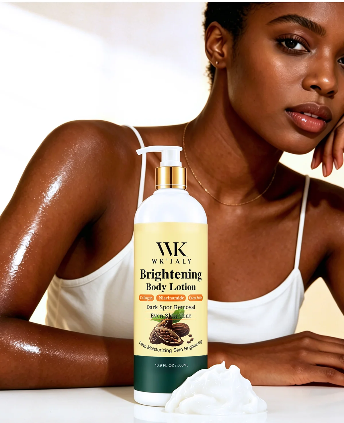 WK JALY Collagen Whitening Body Lotion, Remove Dark Spots, Melanin, Moisturizer, Smooth Skin, With Natural Papaya, Niacinamide