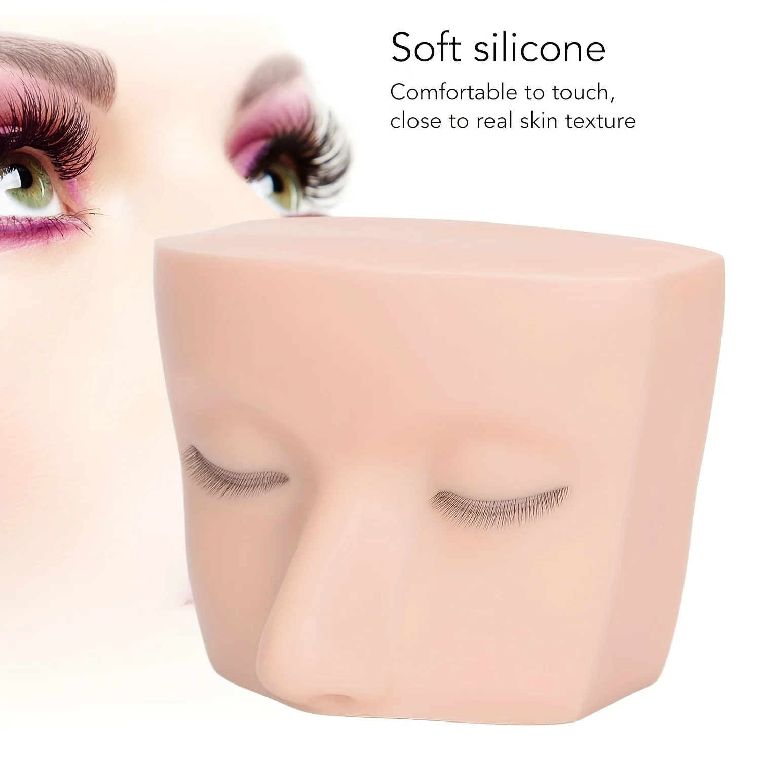 Lash Mannequin Head Makeup Mannequin Head Eyelash Extensions Practice Face Model, Soft Elastic Silicone Eyelash Mannequin Head