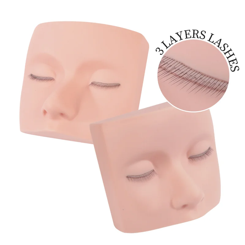 Lash Mannequin Head Makeup Mannequin Head Eyelash Extensions Practice Face Model, Soft Elastic Silicone Eyelash Mannequin Head