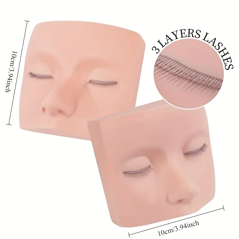 Lash Mannequin Head Makeup Mannequin Head Eyelash Extensions Practice Face Model, Soft Elastic Silicone Eyelash Mannequin Head