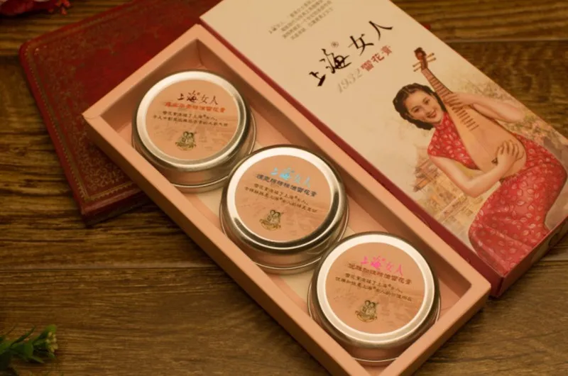 3pcs SHANGHAI Foundation Cream Peony Essential Oil Vanishing Soothing Moisturizing Hydrating Face Day Cream Xmas Gift