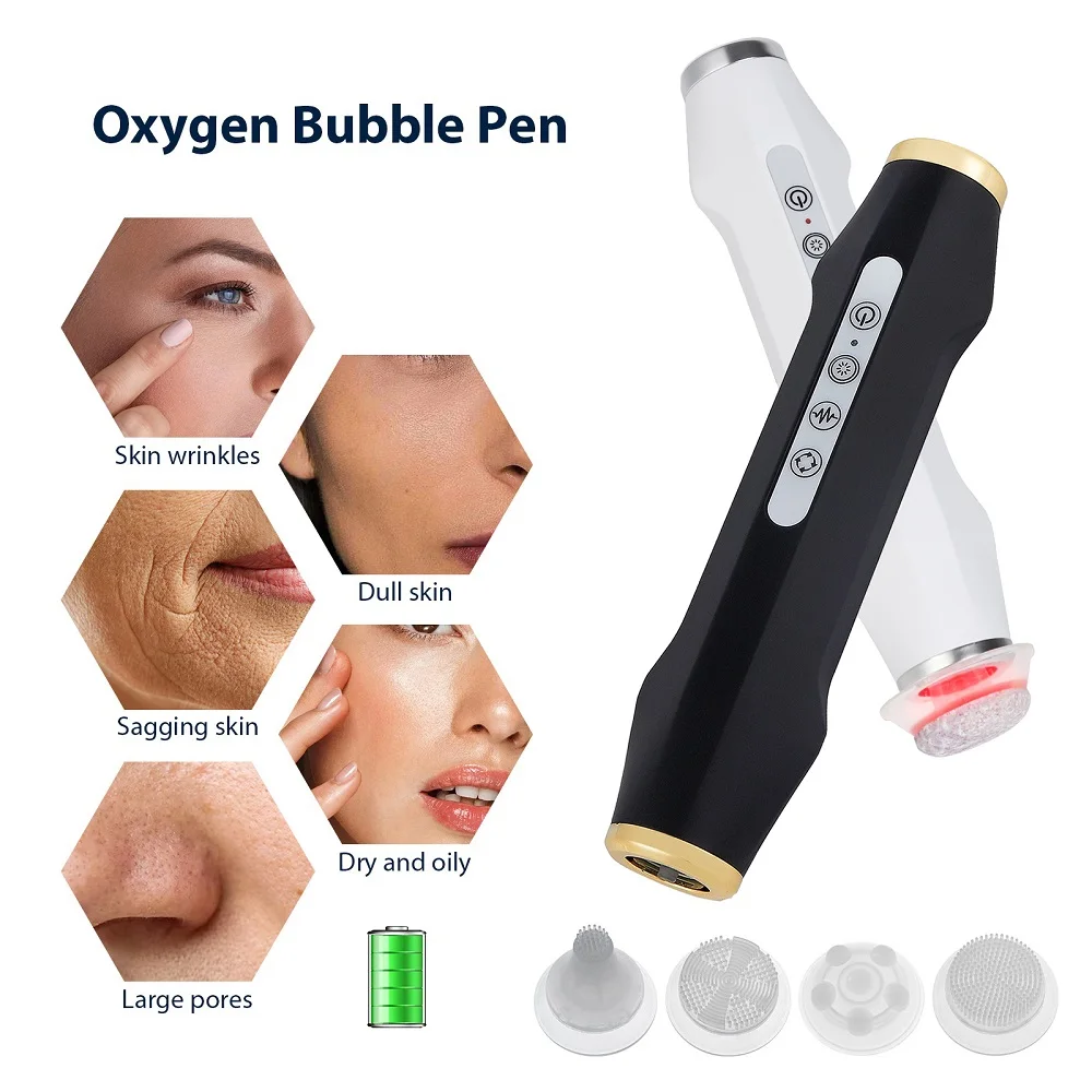 Portable Oxygen Bubble Pen Rechargeable CO2 Oxygen Bubble Machine Deep Clean Dirt Oil Keratin Smooth Wrinkles Whiten Tender Skin