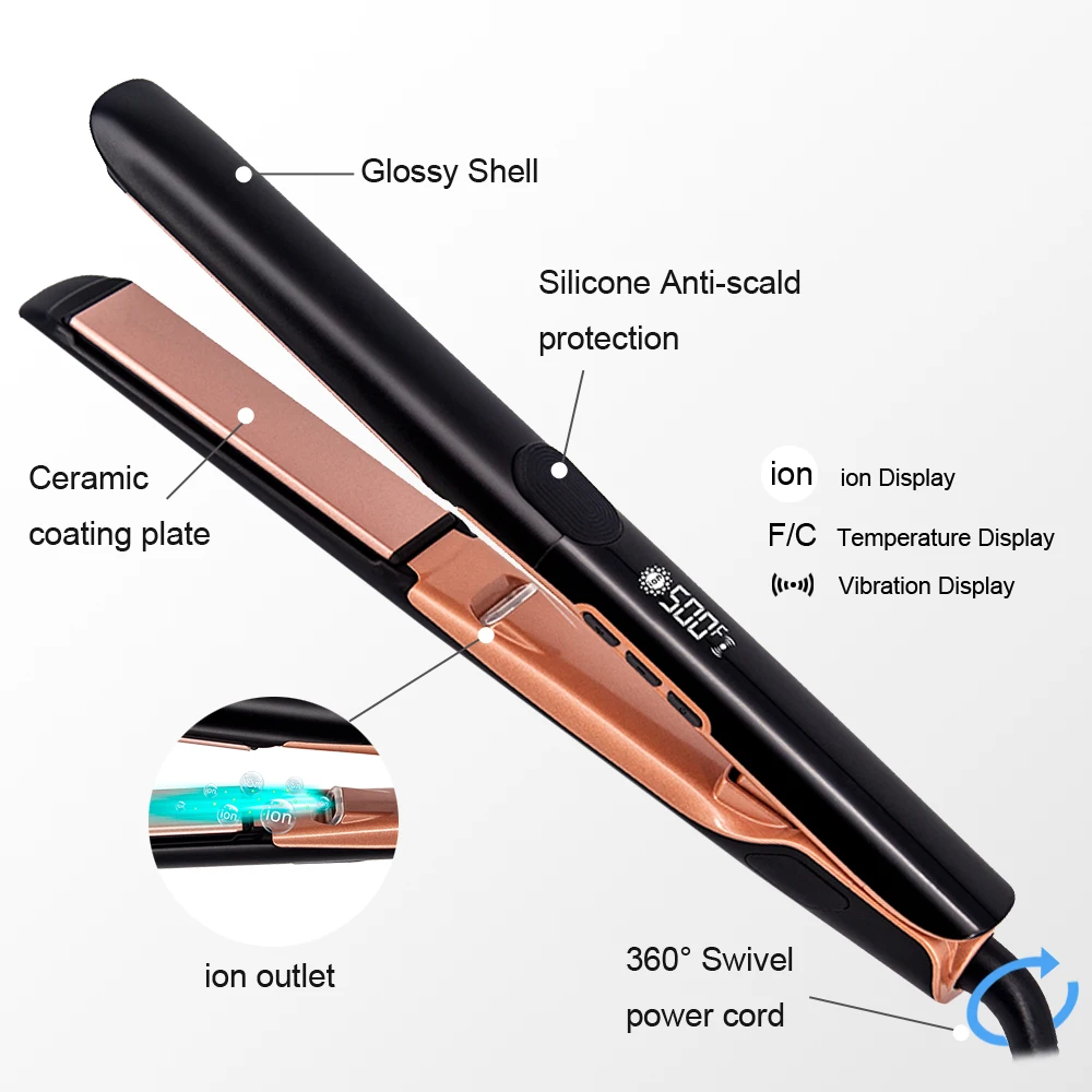 Professional Hair Straightener 500°F Plasma Hair Flat Iron 260°C Ceramic Coating Plate Smooth Frizz Salon Styling Tool 110V-240V