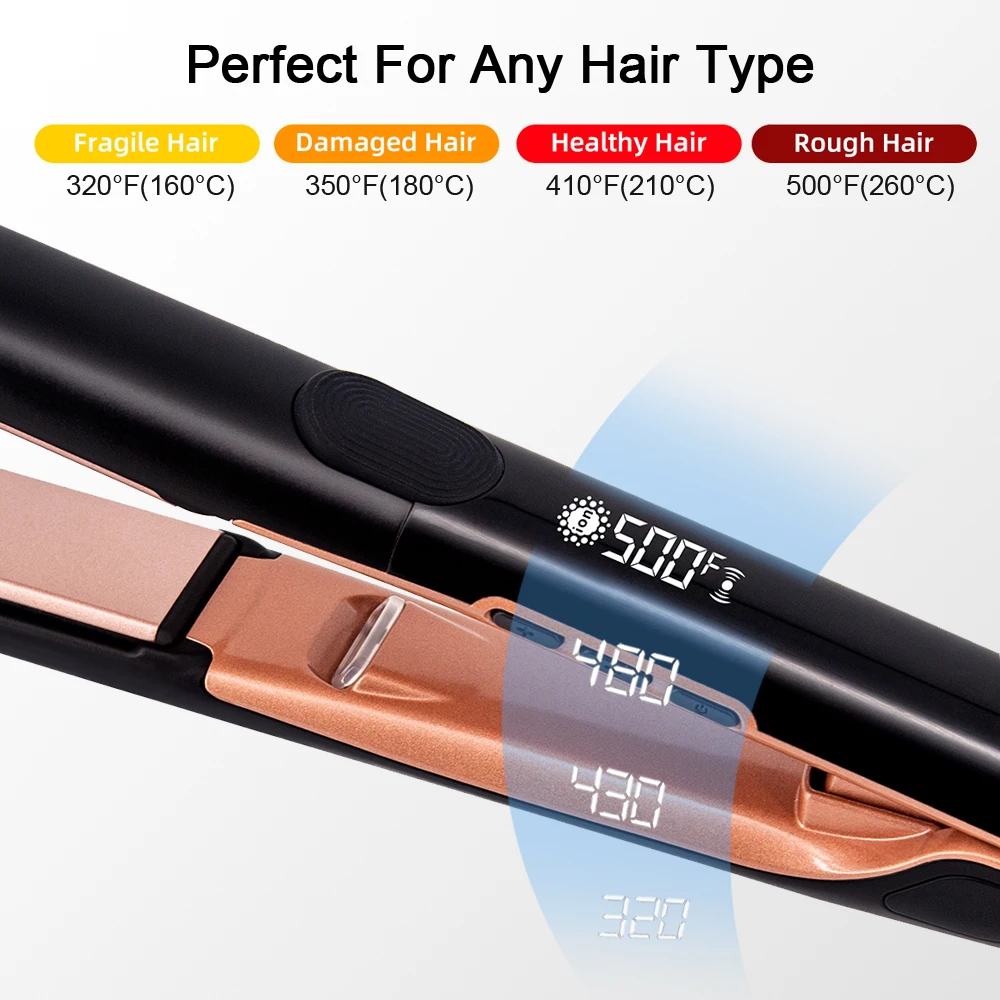 Professional Hair Straightener 500°F Plasma Hair Flat Iron 260°C Ceramic Coating Plate Smooth Frizz Salon Styling Tool 110V-240V