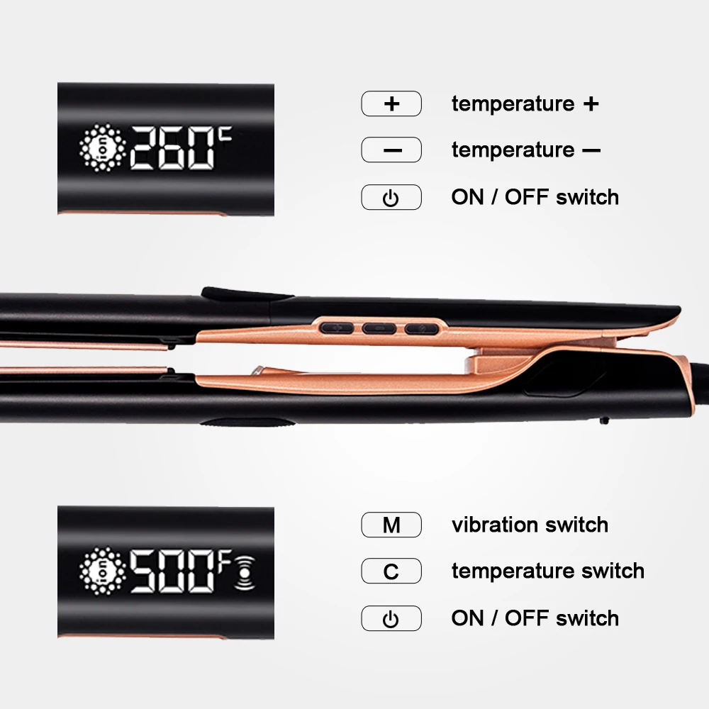 Professional Hair Straightener 500°F Plasma Hair Flat Iron 260°C Ceramic Coating Plate Smooth Frizz Salon Styling Tool 110V-240V