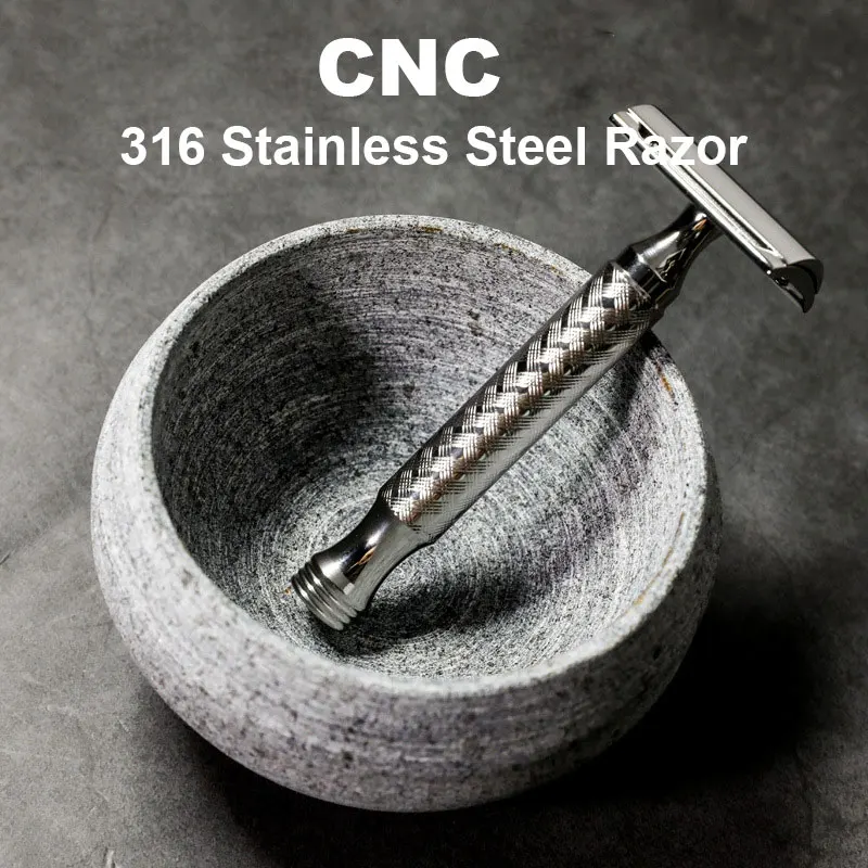 CNC 316L Stainless Steel Men's Manual Shaver Classic Double Edge Safety Razor