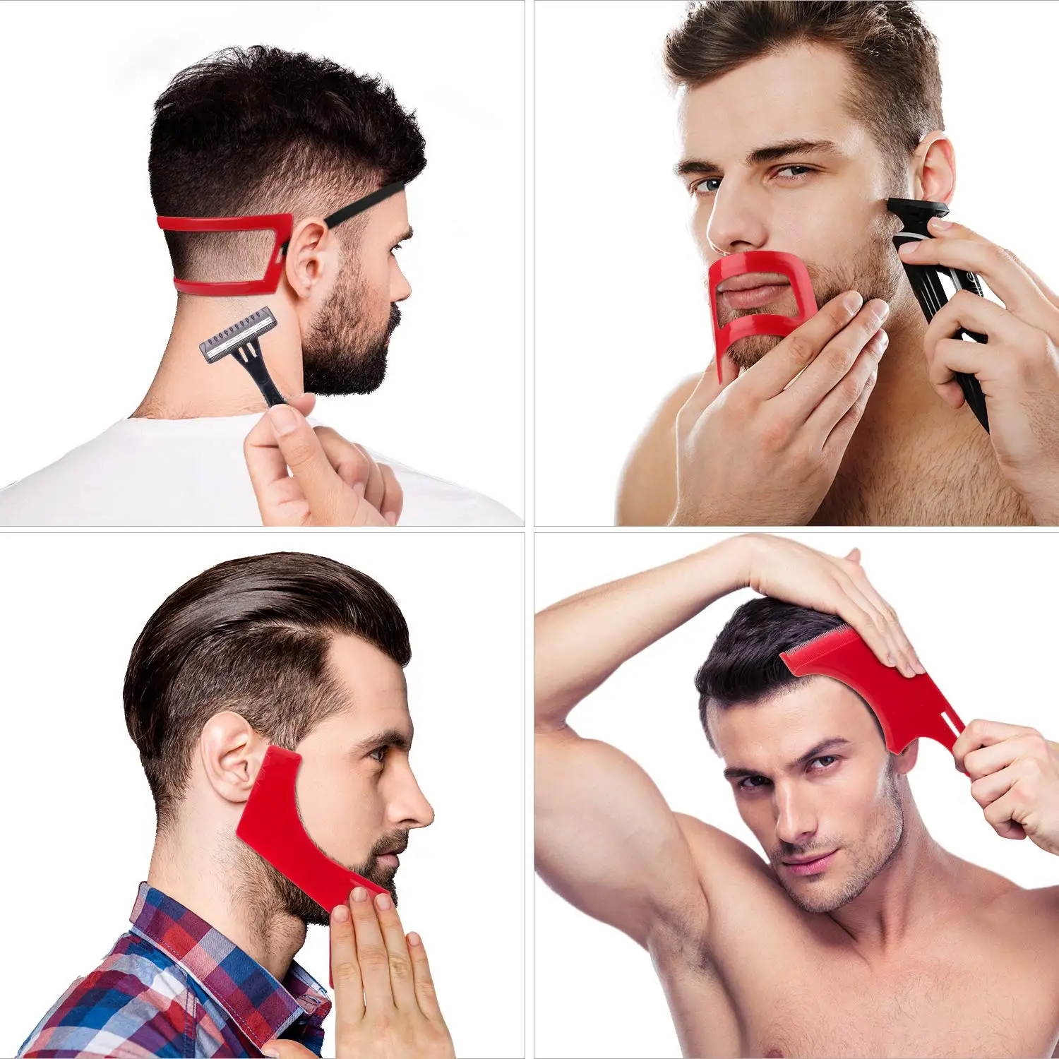 4Pcs/set Beard Shaving Template Combs Hair Trimmers Plastic Men Beard Guide Shaping Styling Tool Hairline Templates Ruler Kit