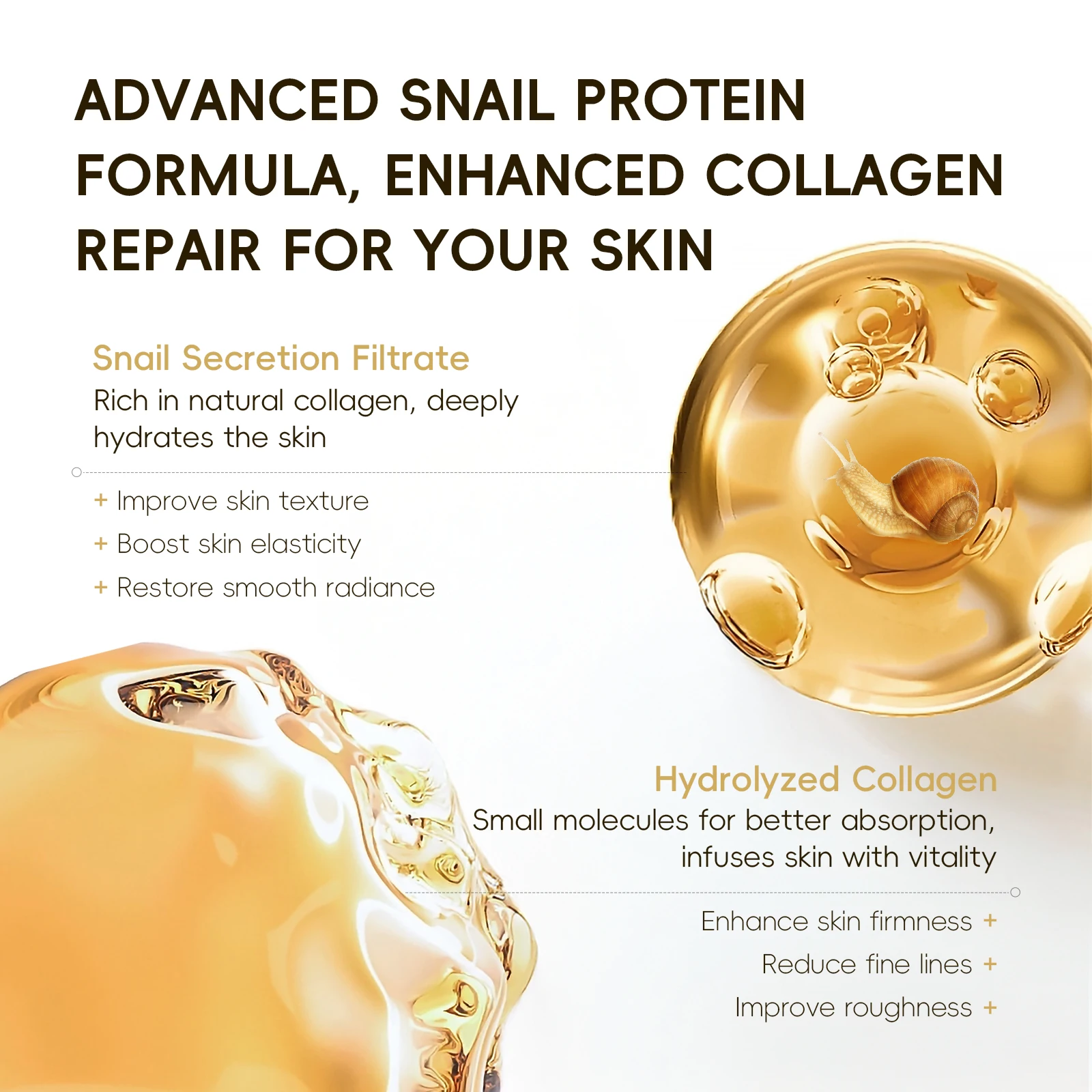 LAIKOU Korea Snail Collagen Essence Mask Hydrating Sheet Mask Anti-Wrinkle Face Mask Firming Skin Care 25g*20pcs