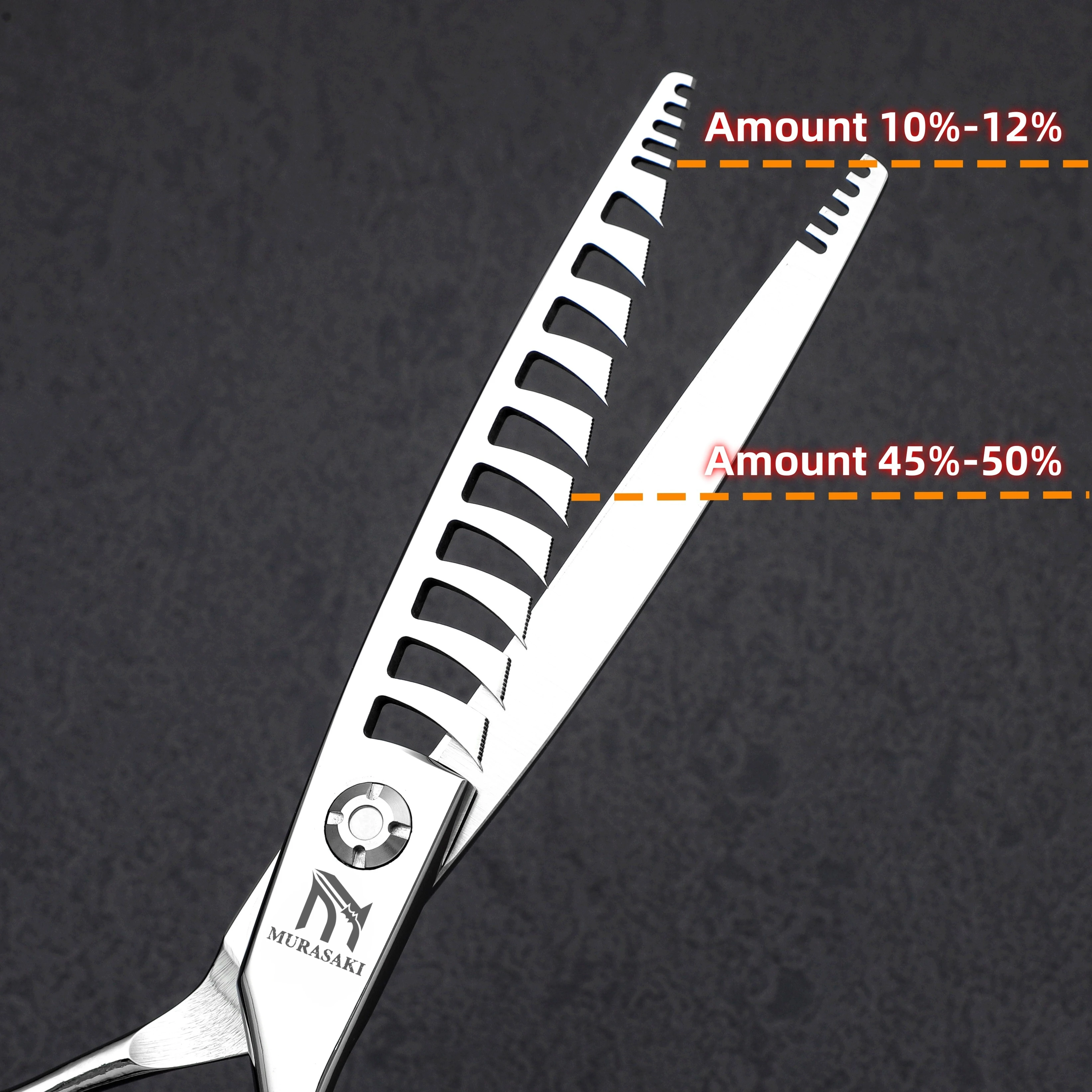 MURASAKI Professional Barber Scissors,6.0 Inch Contrary Tooth Hair Thinning Shears,High Quality Hitachi 440C Steel Barber Tools