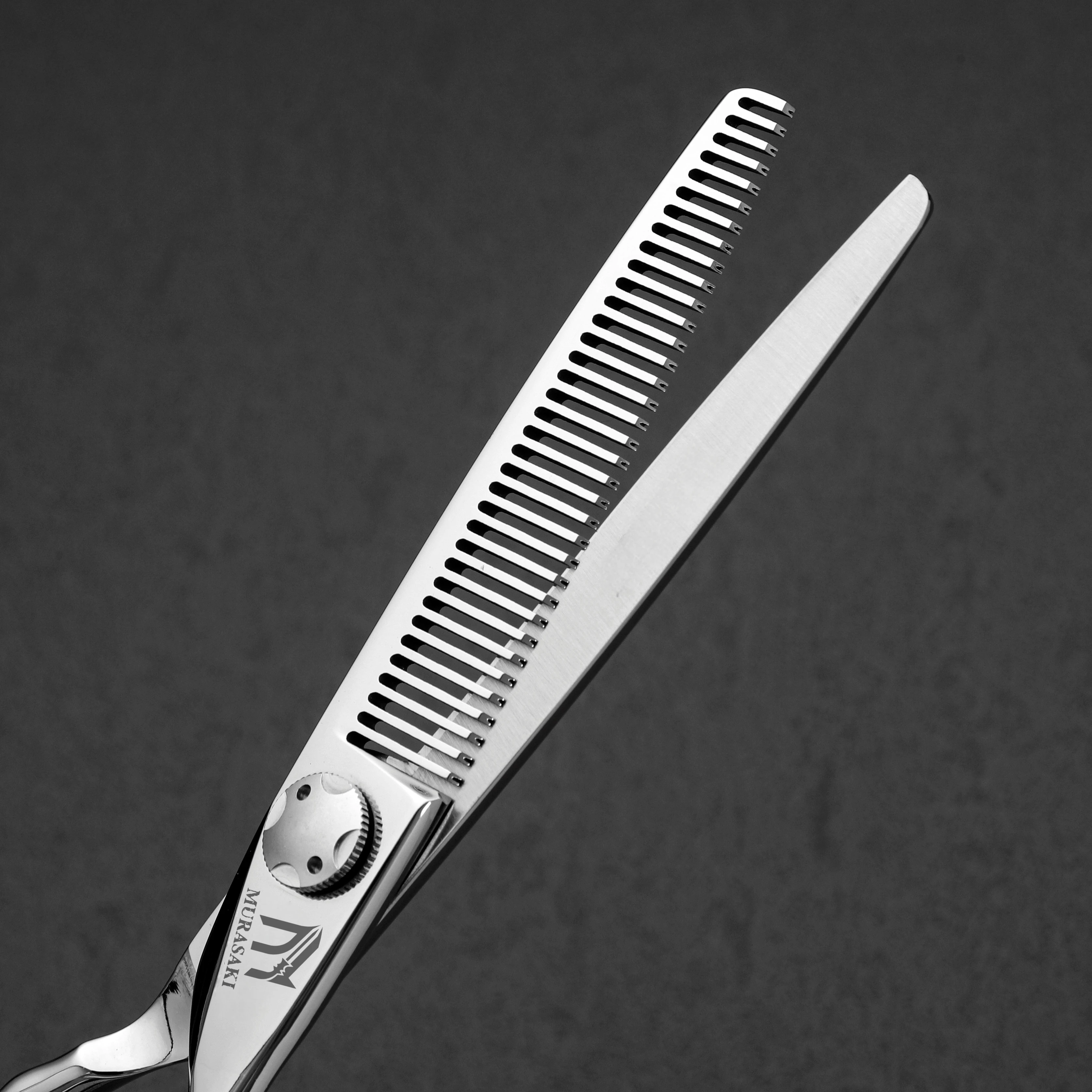 MURASAKI Professional Barber Scissors,6.0 Inch Contrary Tooth Hair Thinning Shears,High Quality Hitachi 440C Steel Barber Tools
