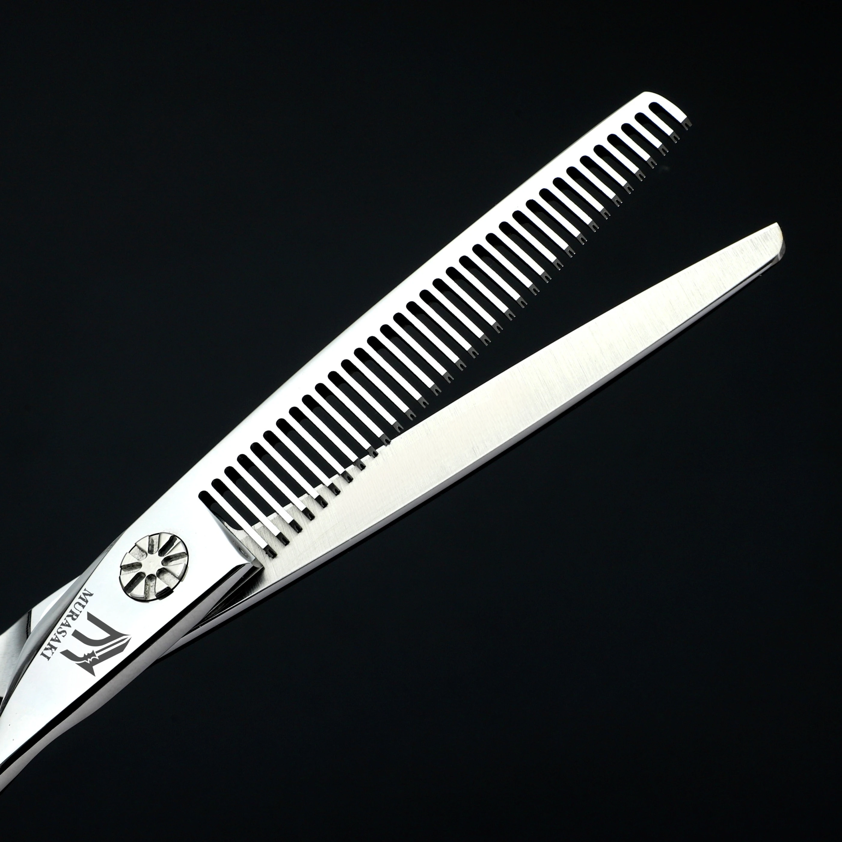 MURASAKI Professional Barber Scissors,6.0 Inch Contrary Tooth Hair Thinning Shears,High Quality Hitachi 440C Steel Barber Tools