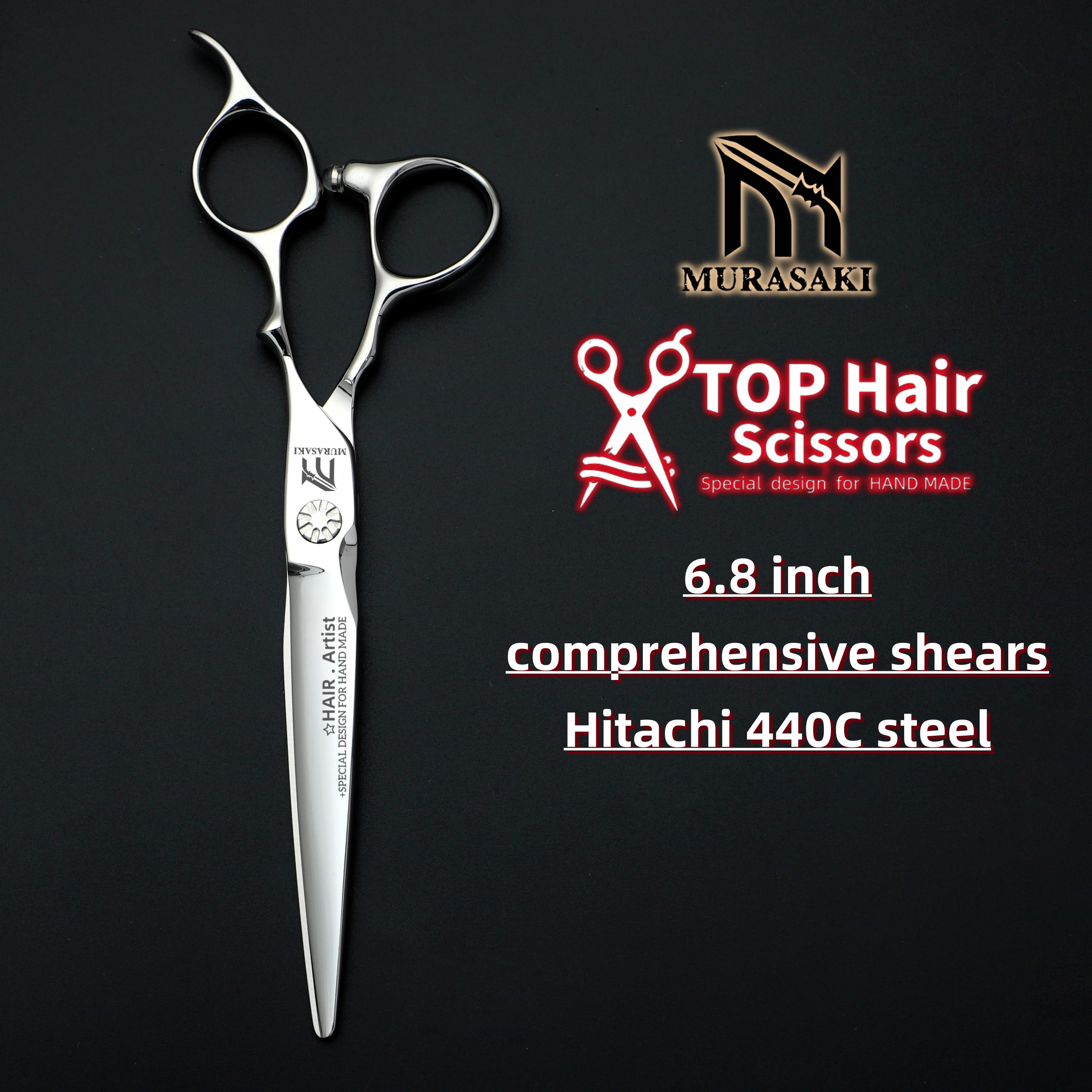 MURASAKI Professional Barber Scissors,6.0 Inch Contrary Tooth Hair Thinning Shears,High Quality Hitachi 440C Steel Barber Tools
